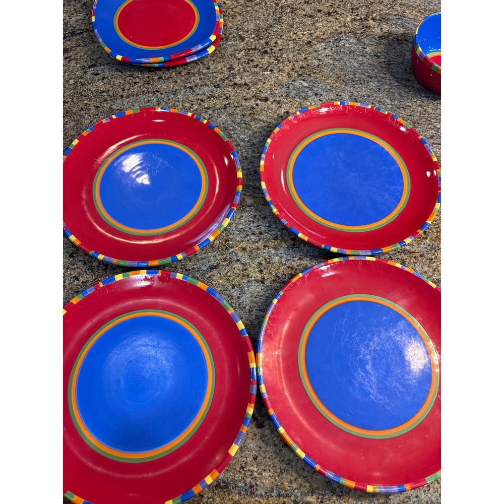 Dansk Caribe Antigua Striped Plates Ceramic Dinnerware Set Plates and Bowl 7pc - Picture 7 of 8